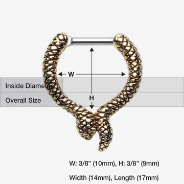 Detail View 1 of Golden Slithering Snake Septum Clicker